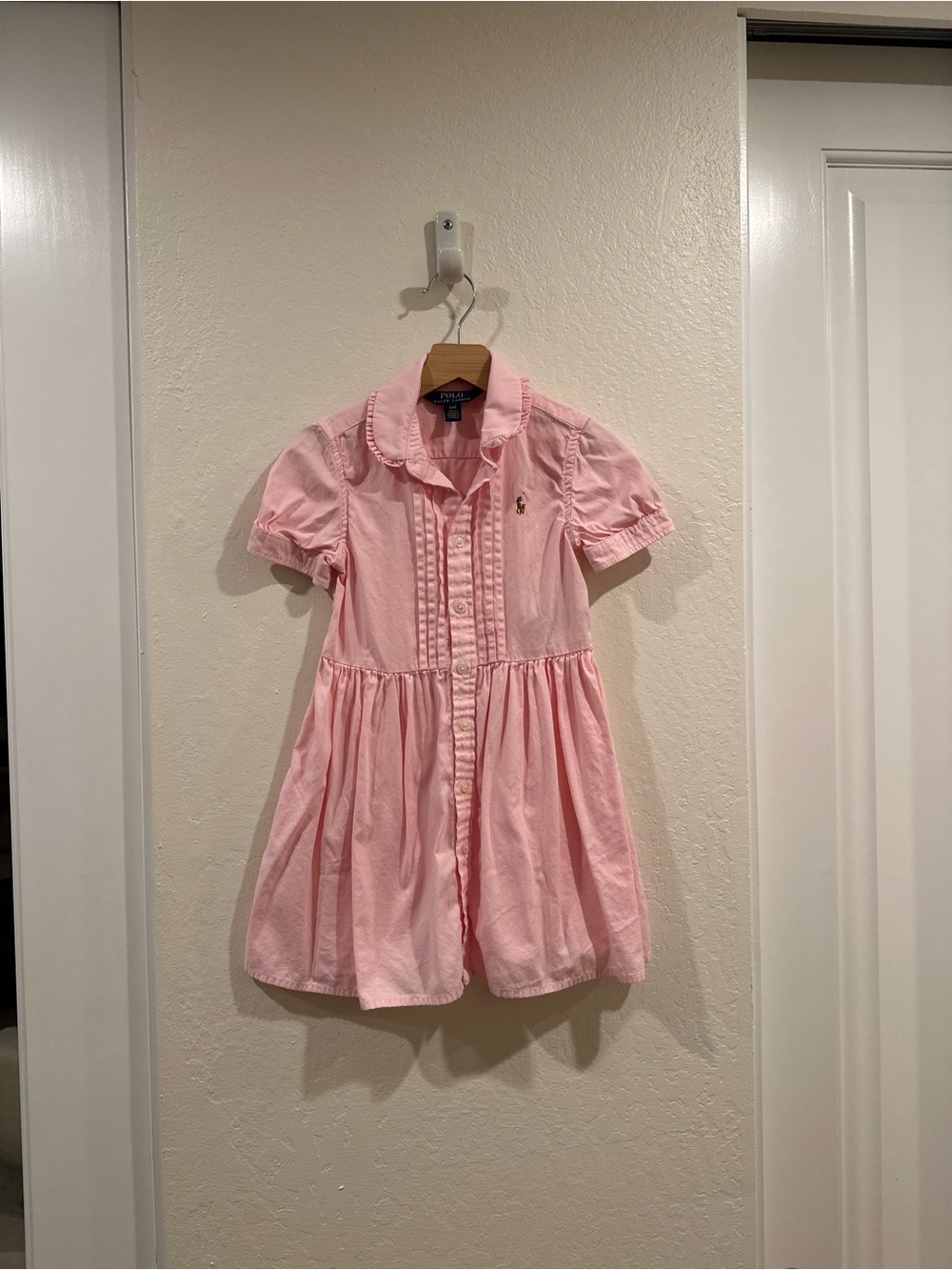 Ralph Lauren Girls Pink Cotton Polo-Style Dress